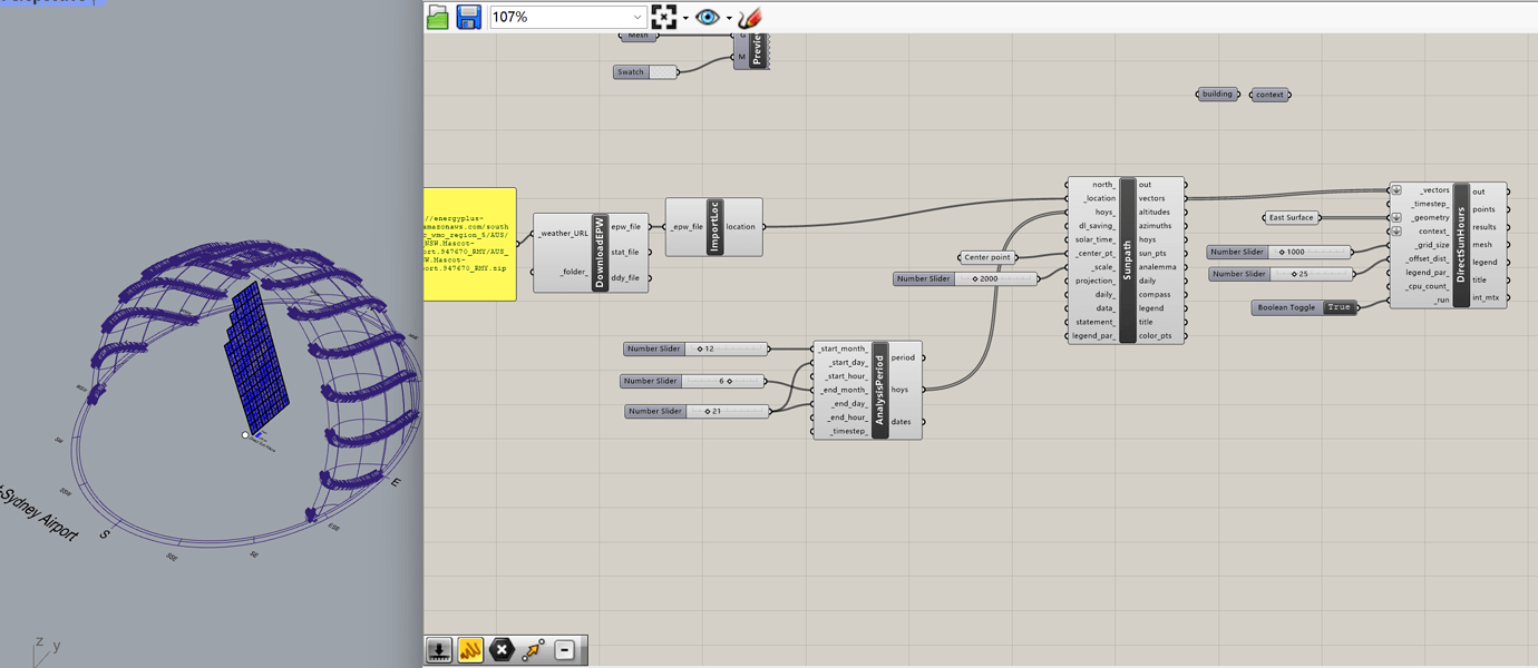 Direct Sun Hours Analysis Only Show The Blue Ladybug tools Ladybug 