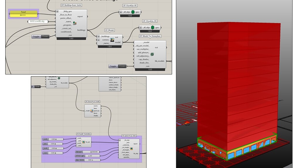 How to use the 'DF Model To Honeybee' component to make all layers ...